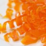 White plate of candied carrot curls
