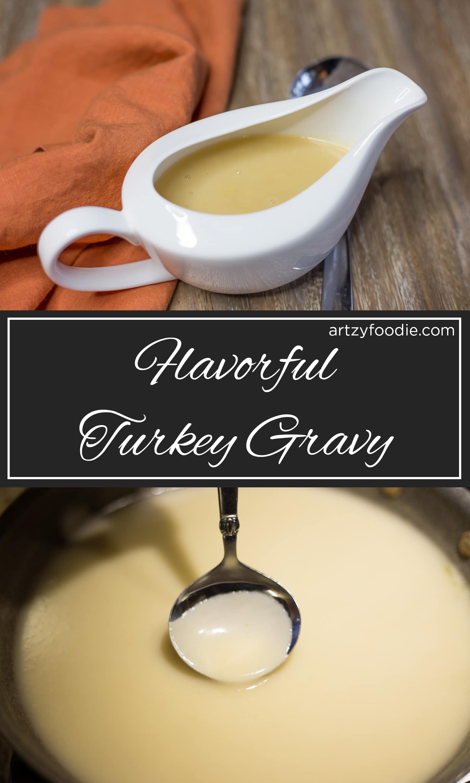 This gravy made with turkey drippings and turkey stock is like an early Christmas present for your tummy (and your taters)! |artzy foodie.com|