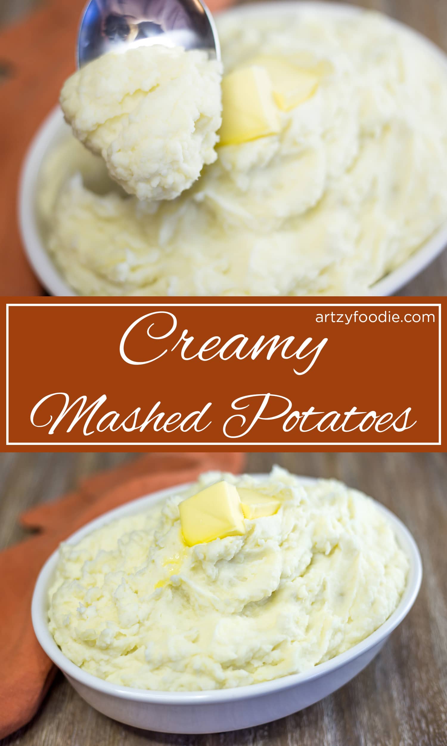 These creamy potatoes with garlic infused heavy cream, butter, sour cream, and salt can’t be beat! |artzyfoodie.com|