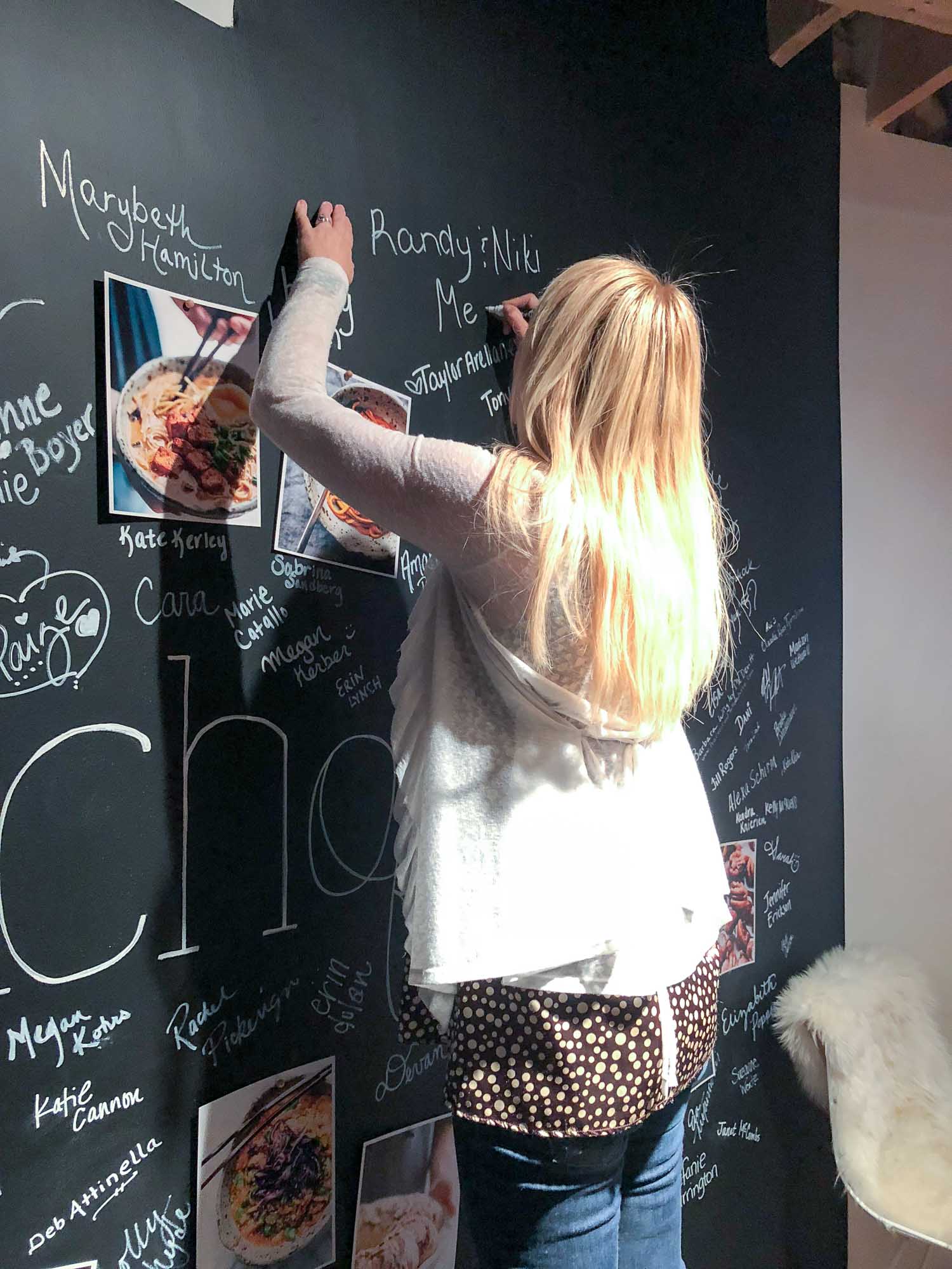 Signing the Pinch of Yum Chalk Board