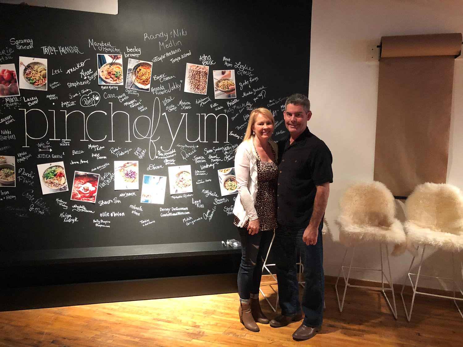 Randy and Me in Front of Chalkboard Pinch of Yum Workshop