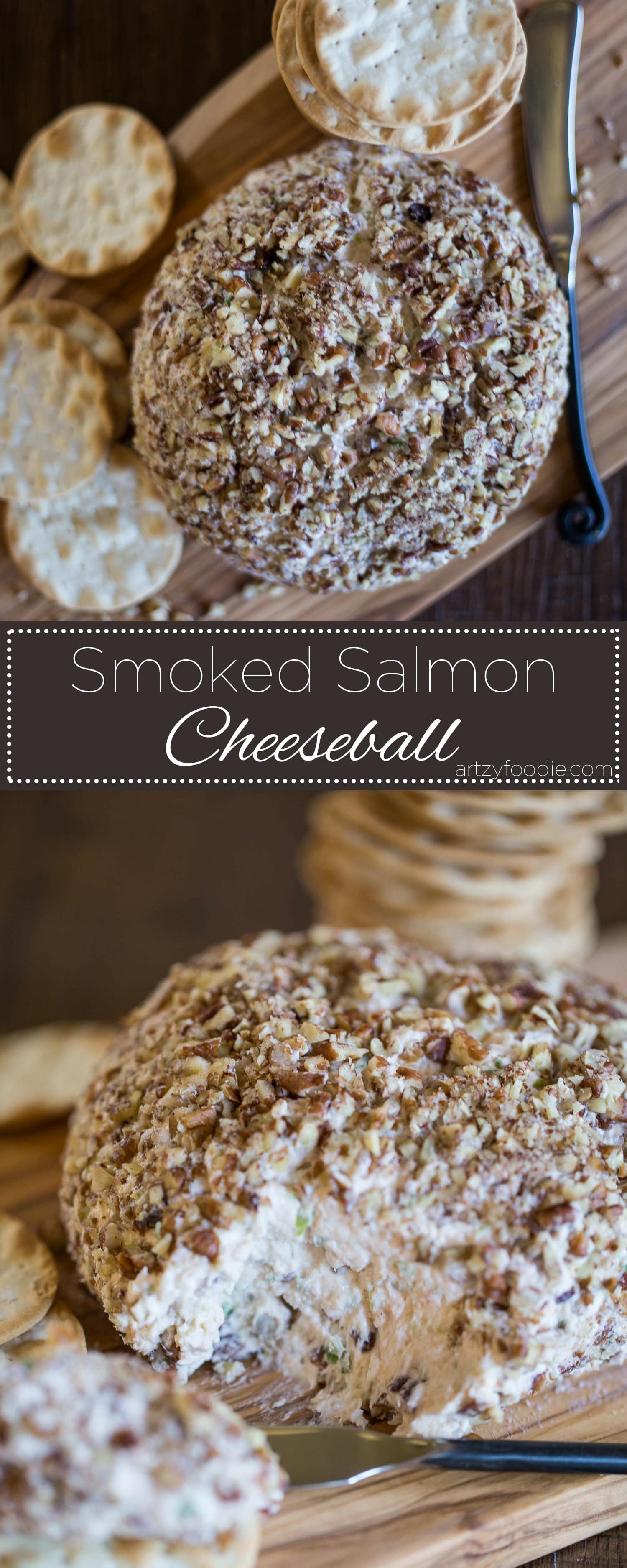 Smoked salmon cheeseball is one of my favorite appetizers for the holiday season! |artzyfoodie.com|