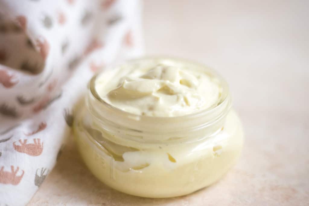 Jar of homemade mayonnaise