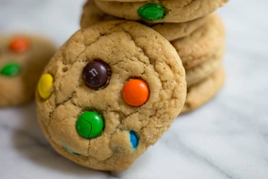 A stack of M&M cookies