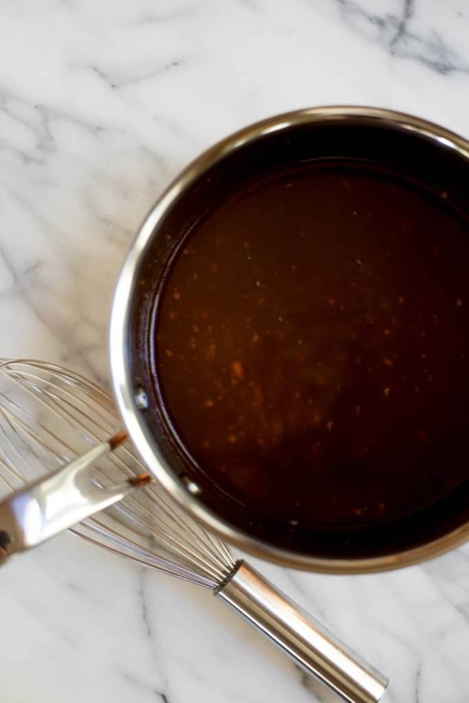 Sauce pan with miso ginger sauce