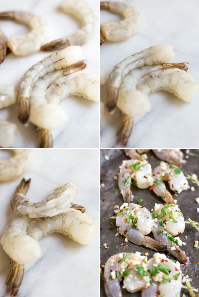 Collage of raw shrimp