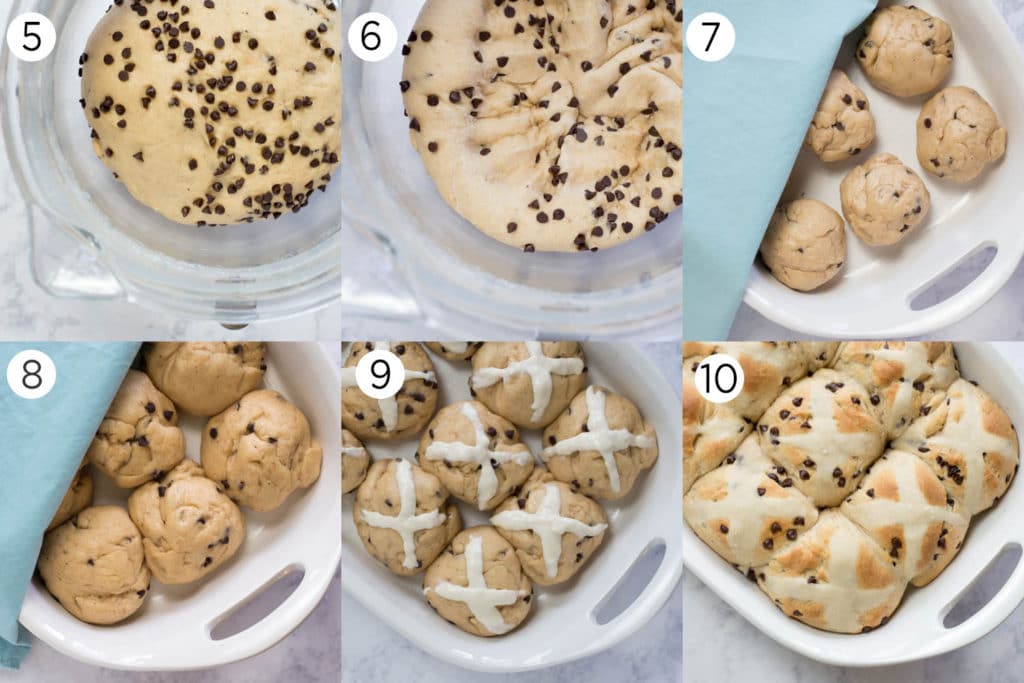 6 process shots for hot cross buns